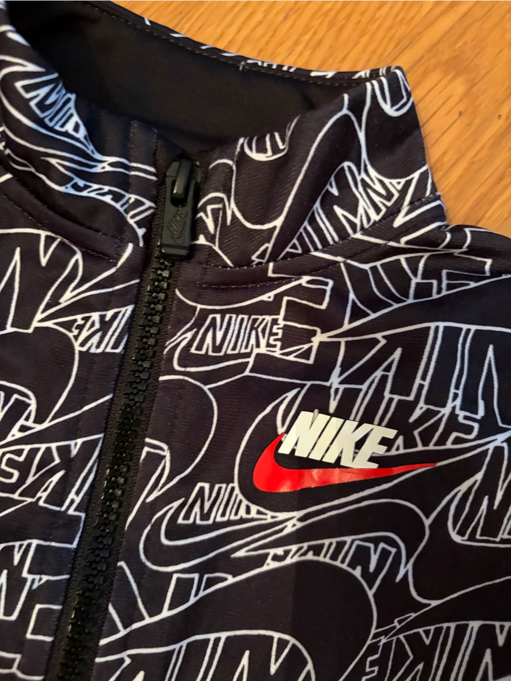 Nike | Toddler Black Allover Logo Zip Jacket - Red Swoosh | Size: 24M - Picture 2 of 4
